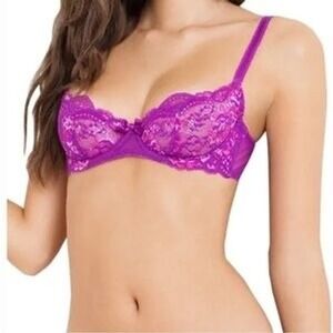 Savage‎ X Fenty Not Sorry Corded Lace Unlined Balconette Bra Purple - Size 32B